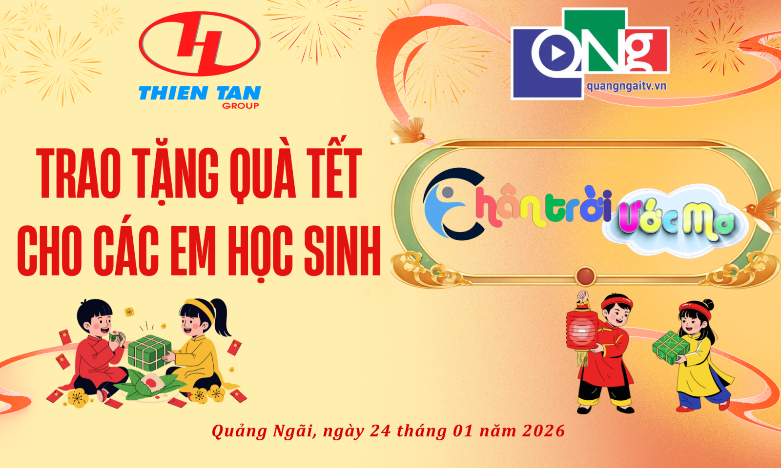 Thiên Tân Group trao quà cho các em học sinh trong chương trình học bổng "Chân trời ước mơ"